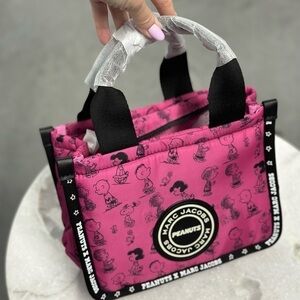 Marc Jacobs X Peanuts Mini Fuchsia Fedora Puffy Nylon Tote Handbag
